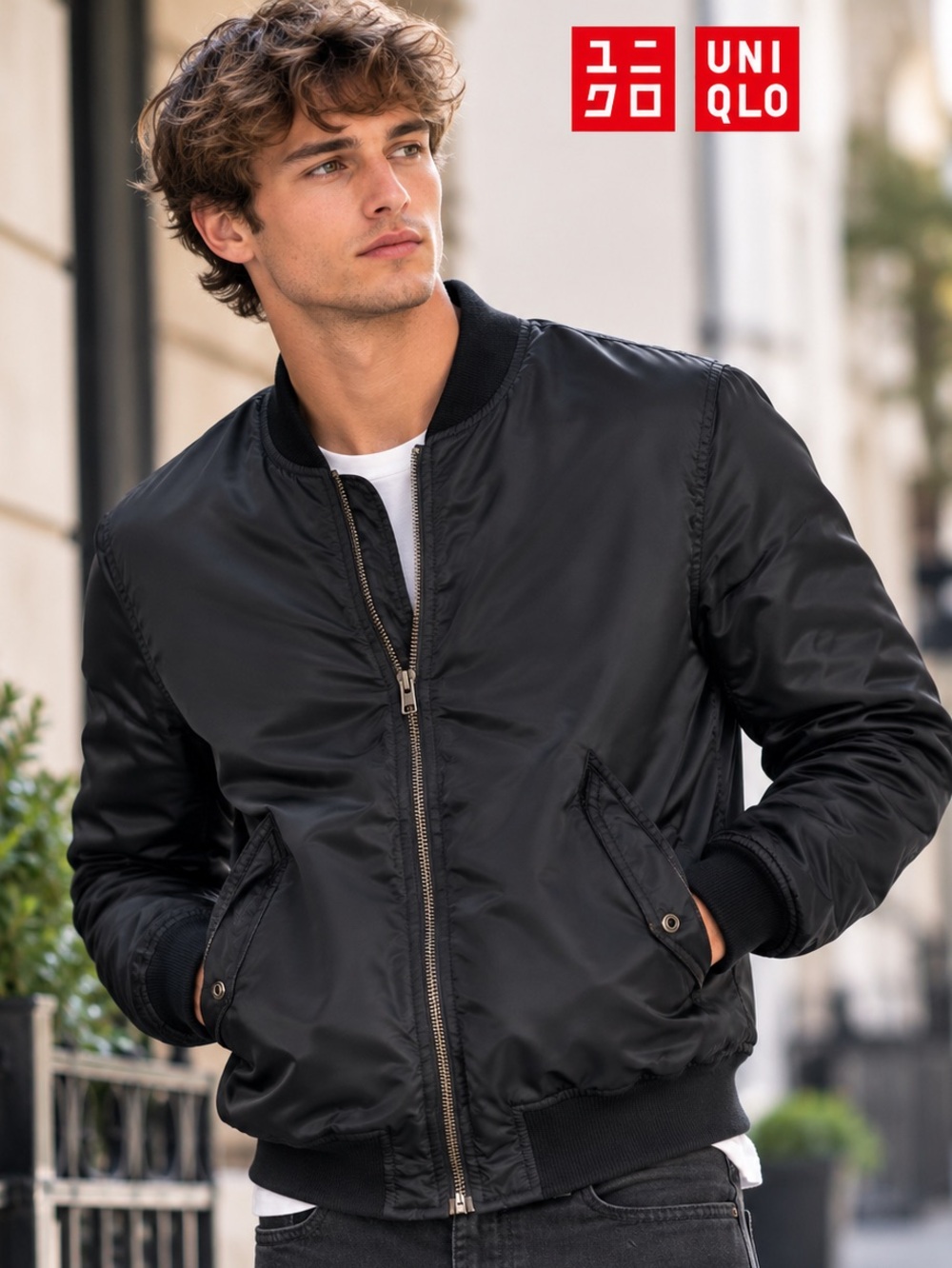 UNIQLO Men’s Black Bomber Jacket Size L MA-1 Flight Jacket Minimalist

NWOT